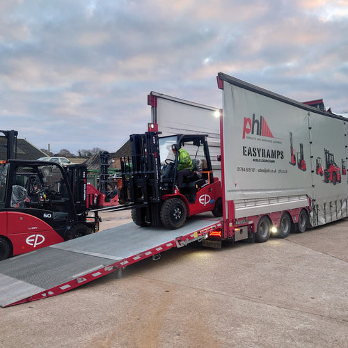 iLift offloading new forklifts using easyramp.