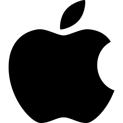 Black Apple logo on a white background